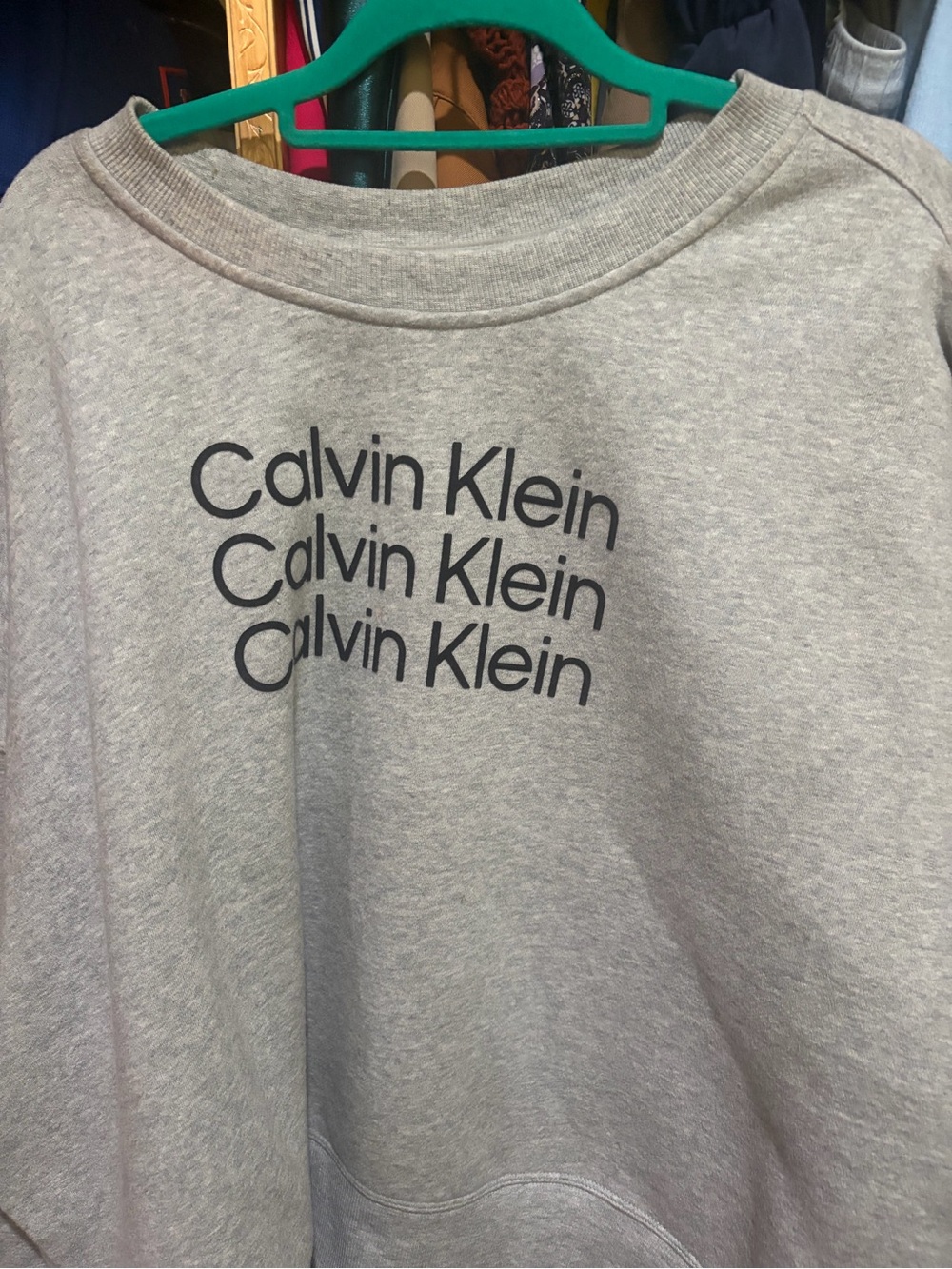Calvin Klein Light Gray Repeated Logo Crewneck Sweatshirt